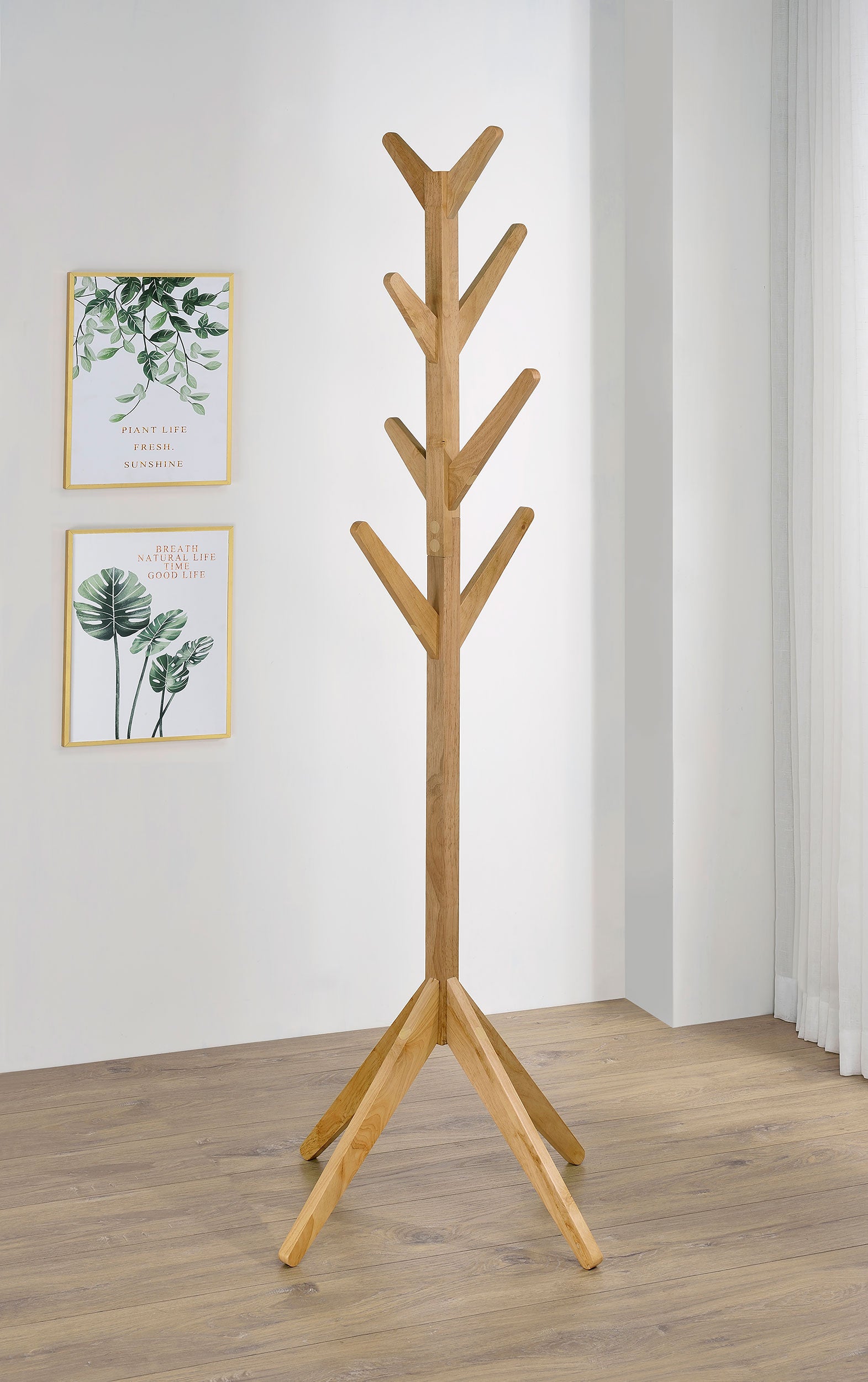 Margaret Solid Wood Coat Rack Clothing Hanger Natural Oak — view 2
