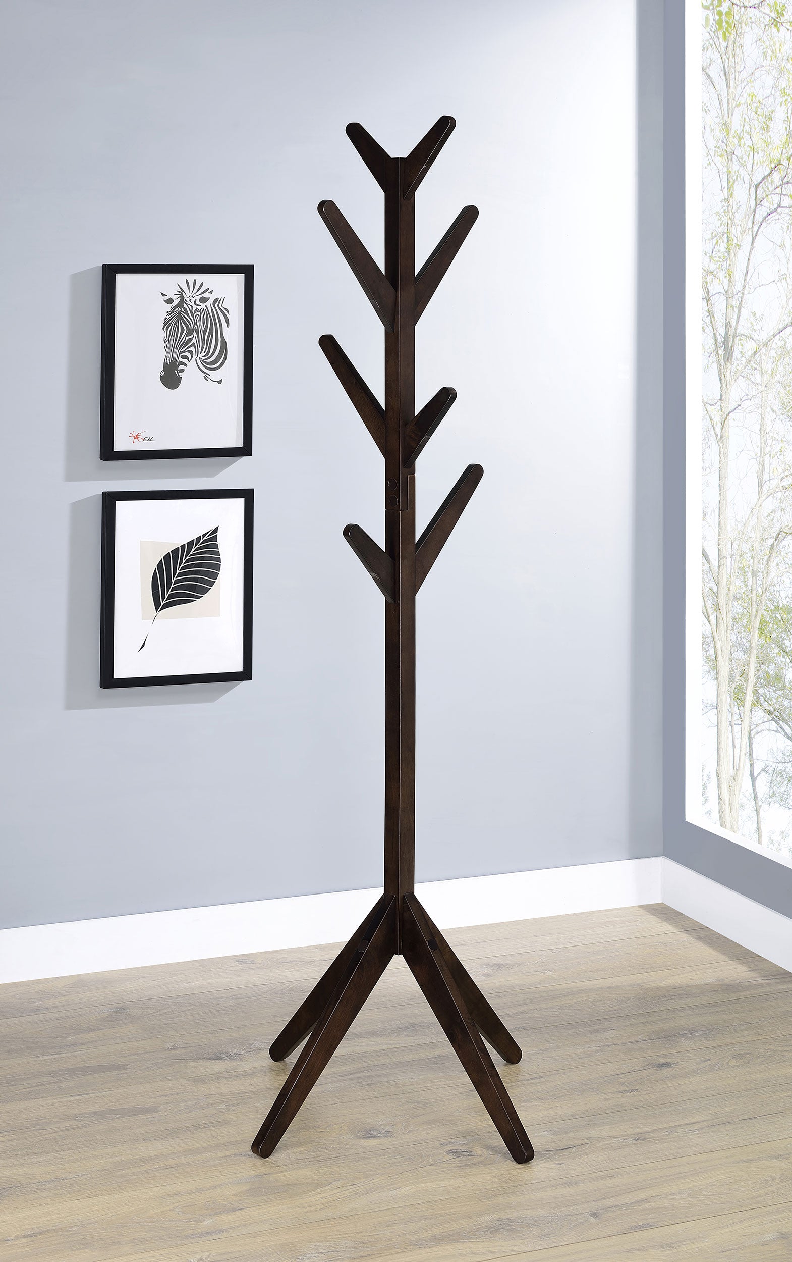 Margaret Solid Wood Coat Rack Clothing Hanger Cappuccino — view 2