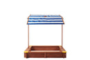 Kids Sandbox With Cover, Sand Box With Adjustable Canopy, Large Outdoor Cedar Sandpit For Backyard Play - Reddish Brown