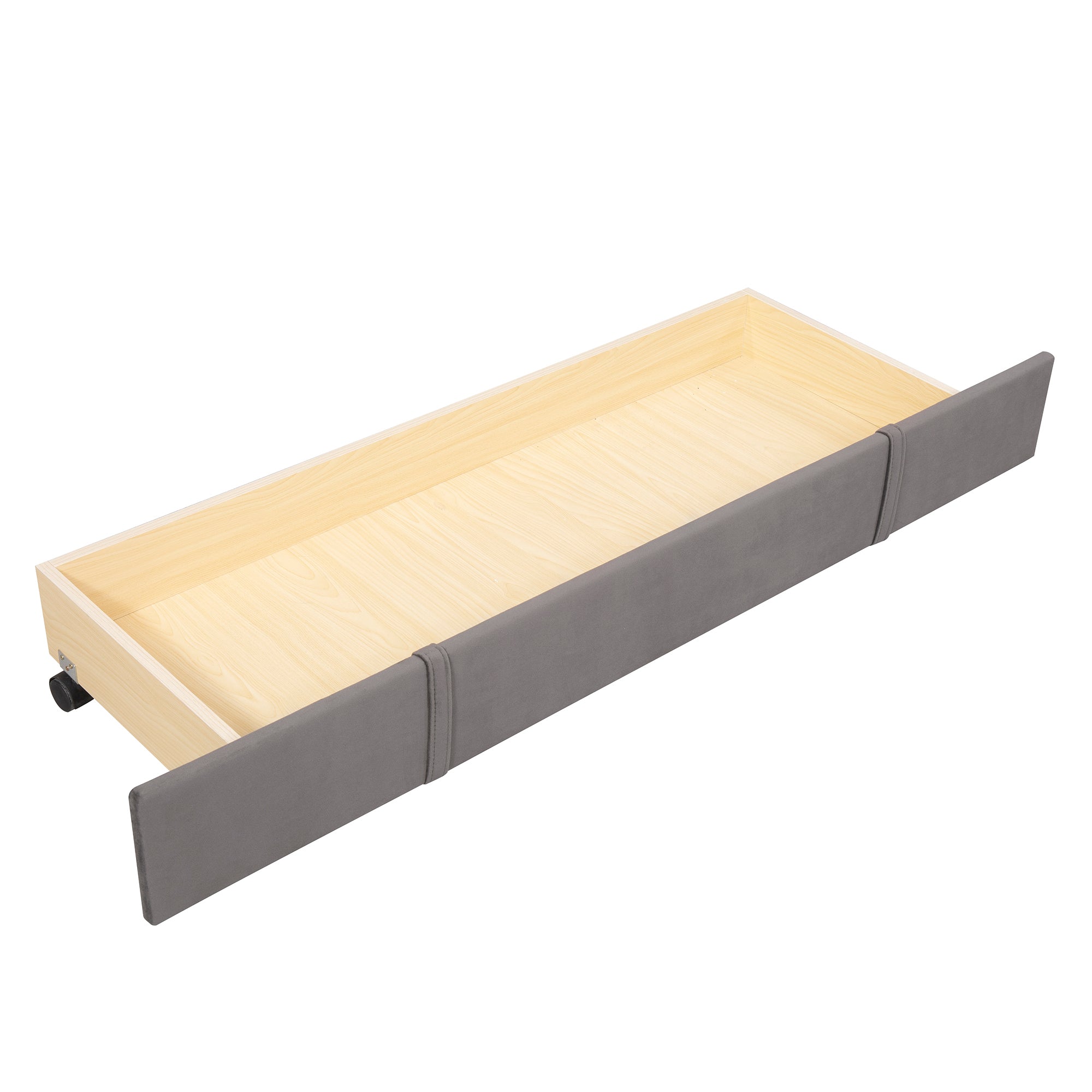 Queen Size Storage Bed Velvet Upholstered Platform Bed with a Big Drawer - Grey - Atlantic Fine Furniture Melbourne FL