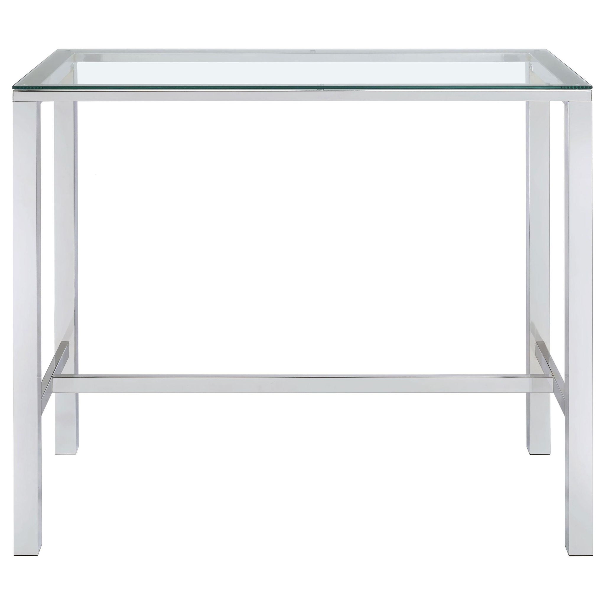 Tolbert Rectangular 47-inch Glass Top Pub Bar Table Chrome