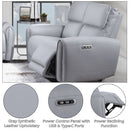 Jeromie - Power Motion Loveseat With USB Port - Gray Synthetic Leather