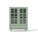 Minimalist Buffet Cabinet With Double Glass Doors And Drawer
