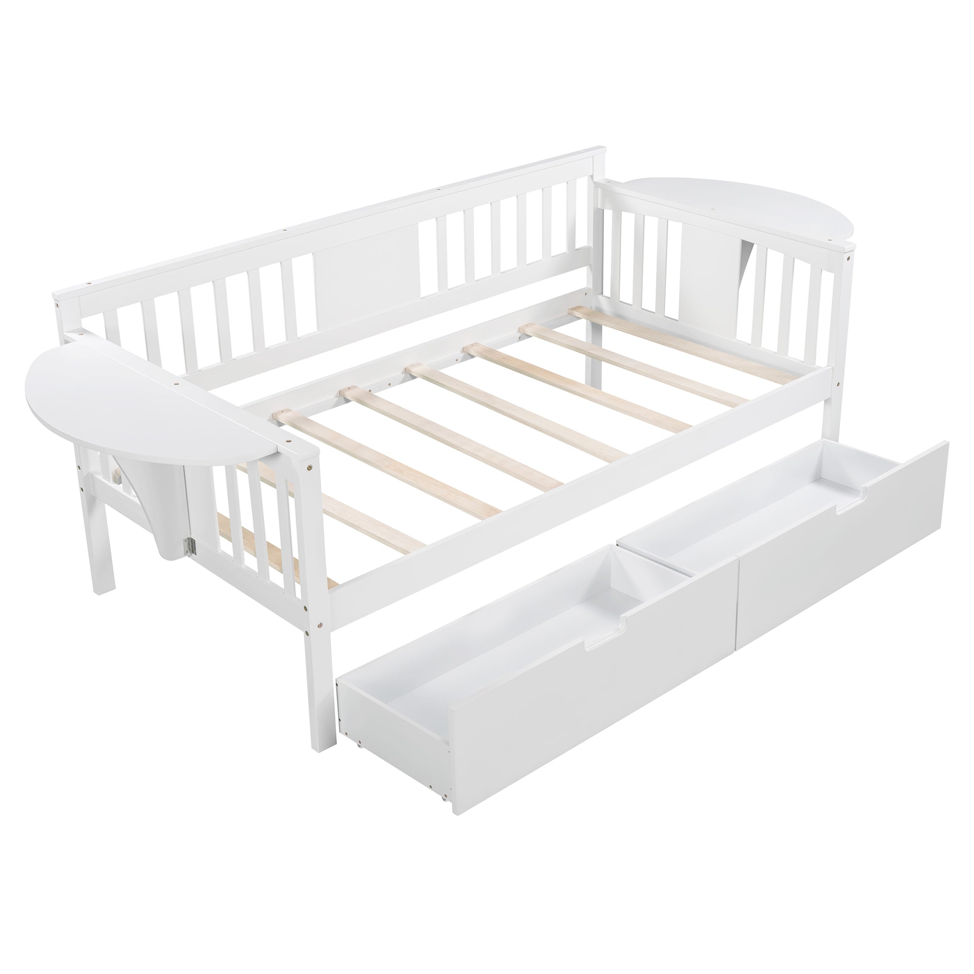 Twin size Daybed with Two Drawers, Wood Slat Support, White - Atlantic Fine Furniture Melbourne FL