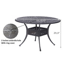 Round 48.03" Long Aluminum Dining Set With Cushions