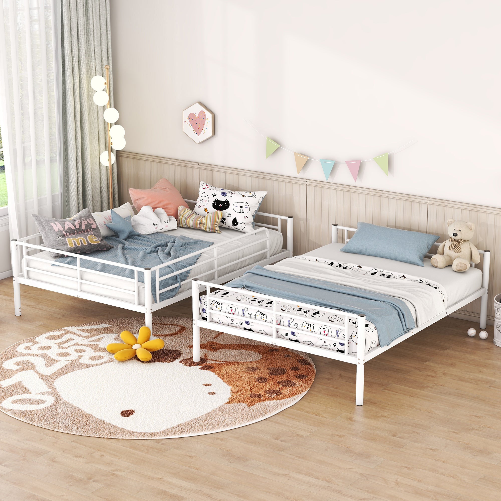 Full Over Full Metal Bunk Bed, White - Atlantic Fine Furniture Melbourne FL
