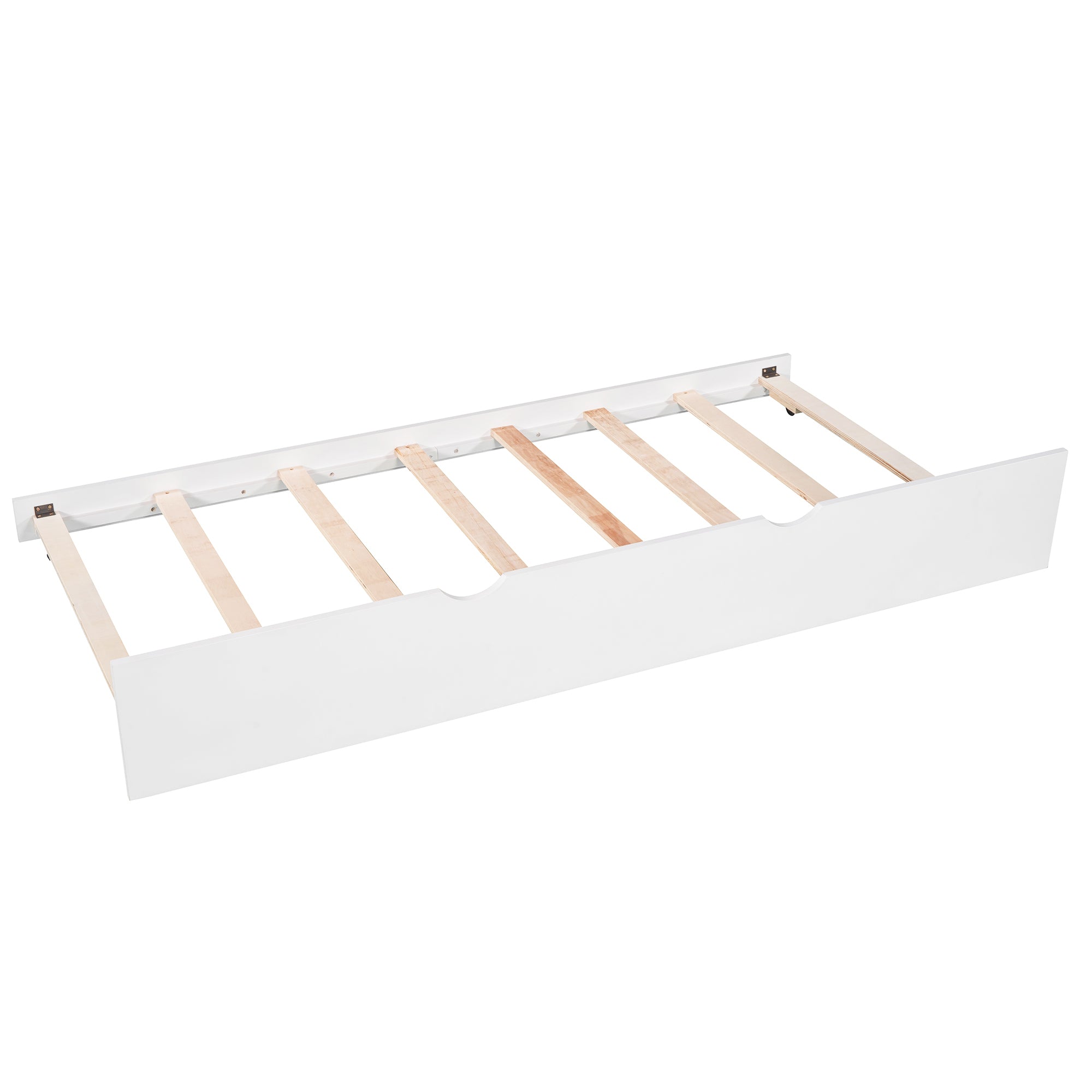L-shaped Platform Bed with Trundle and Drawers Linked with built-in Desk,Twin,White - Atlantic Fine Furniture Melbourne FL