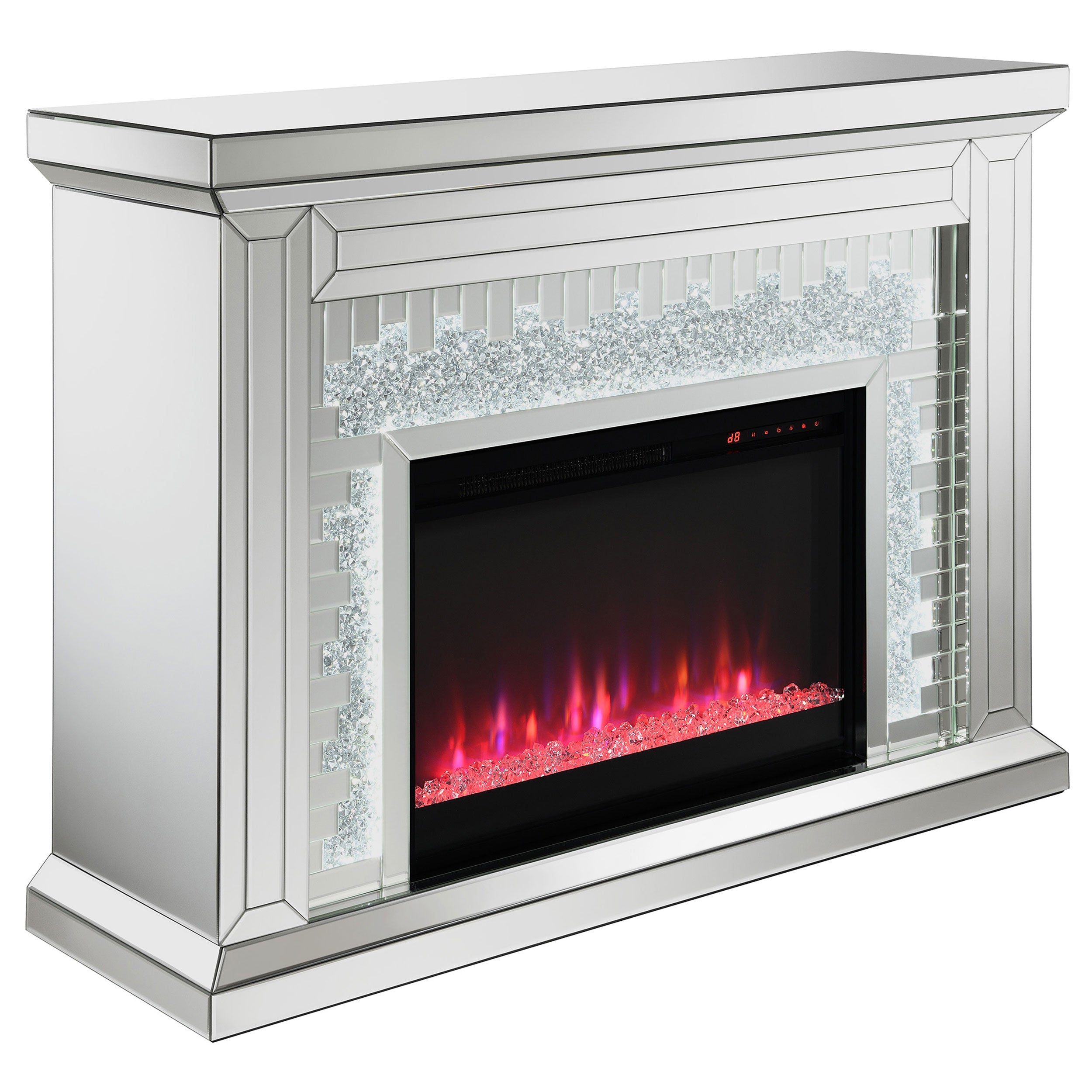 Gilmore Mirrored Freestanding Electric Fireplace Silver — view 3