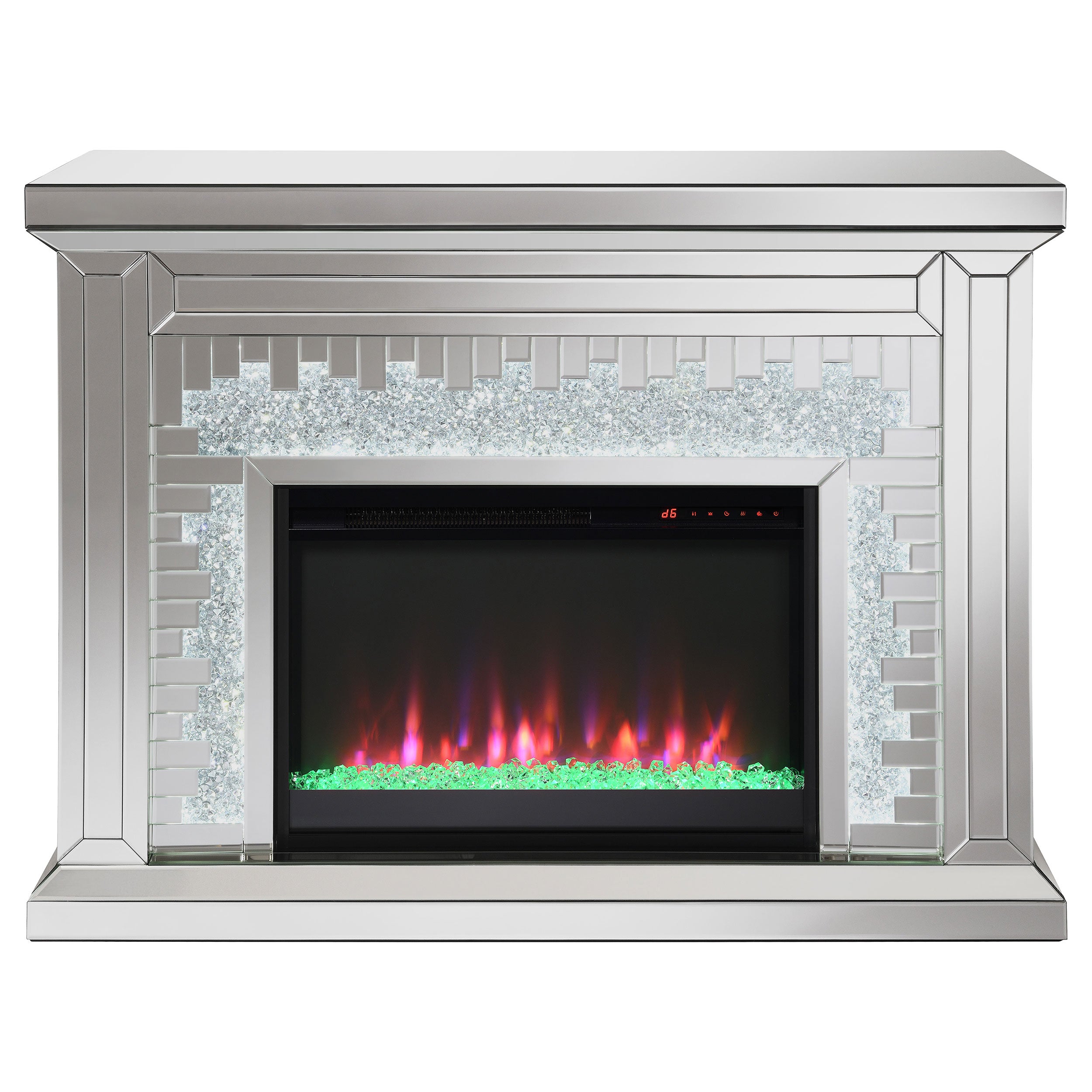 Gilmore Mirrored Freestanding Electric Fireplace Silver — view 9