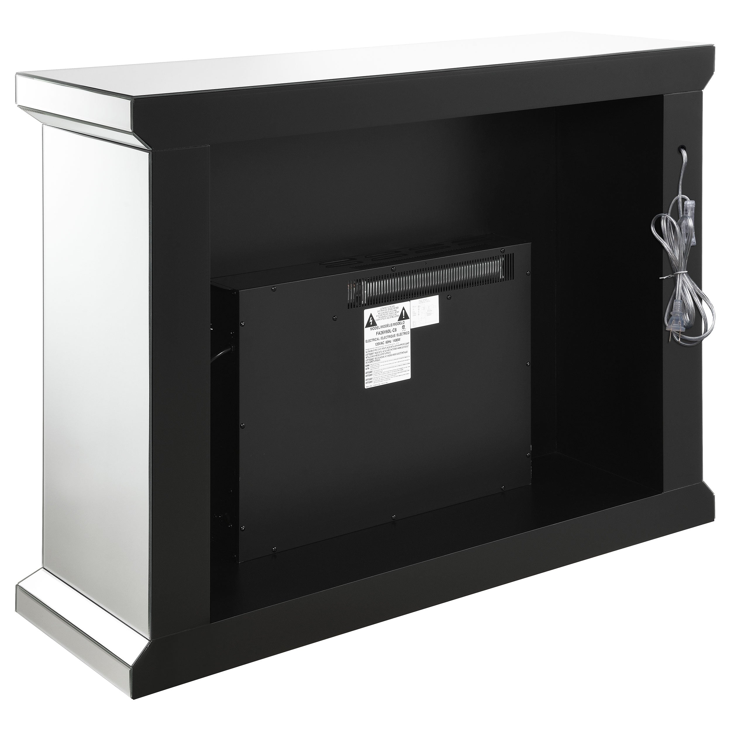 Gilmore Mirrored Freestanding Electric Fireplace Silver — view 13