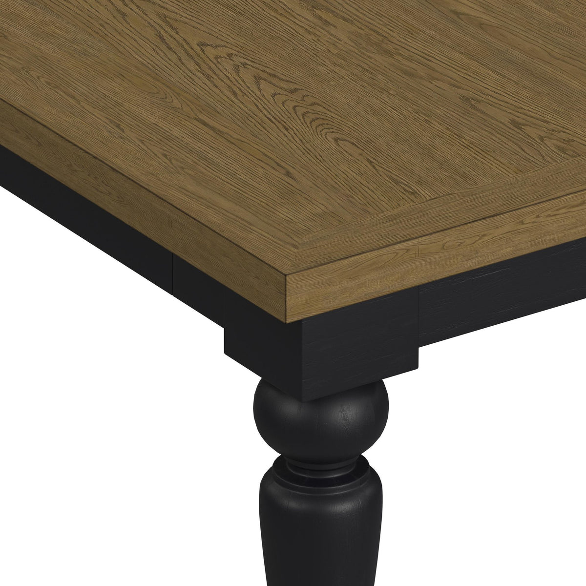 Heritage Rectangular Dining Table With 18" Leaf in Oak Brown And Black by Elements International, view 7