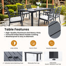 5 Pieces Outdoor Patio Dining Set, Rectangular Table And 4 Stationary Dining Chairs - Ember Black