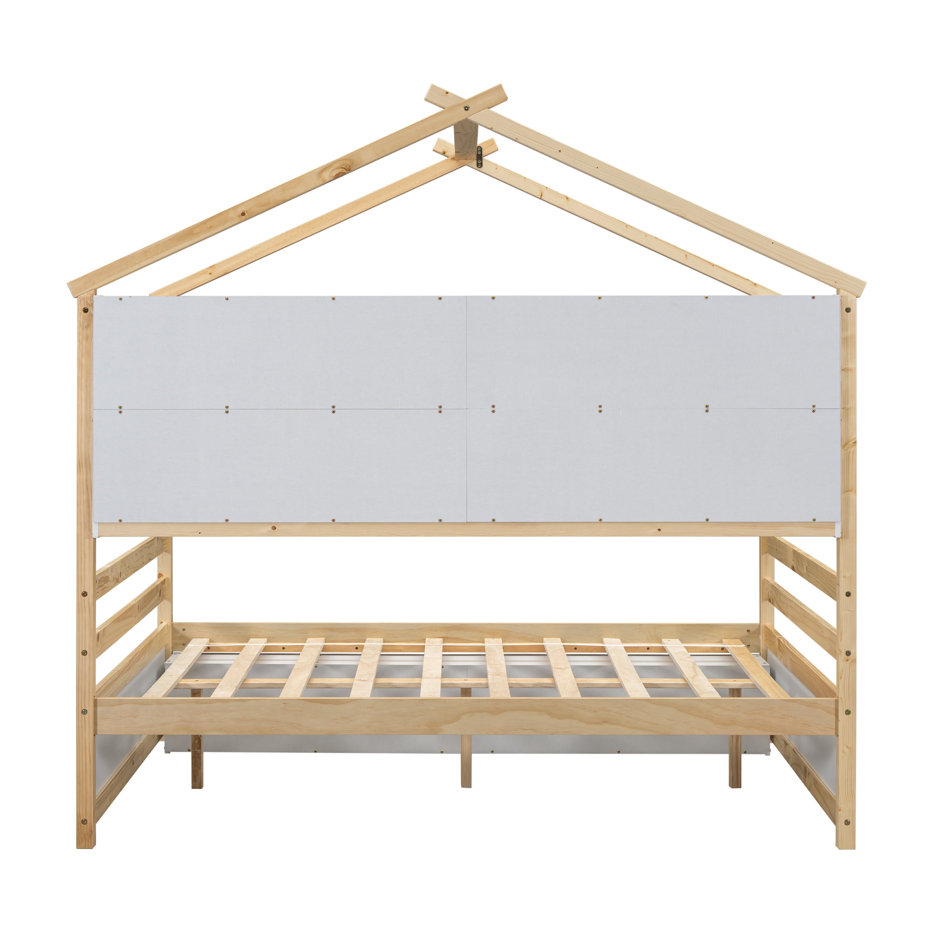 Full House Bed with Roof Frame, Bedside-shelves, Under Bed Storage Unit,Natural - Atlantic Fine Furniture Melbourne FL