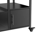 Outdoor Grill Table For Big Egg Style Bbq With Metal Grill Cart And Storage Box And Metal And Stainless Steel - Black / Silver