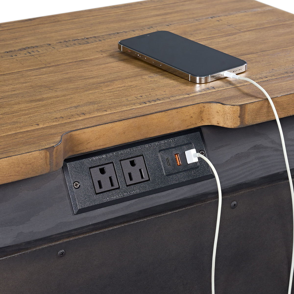 Montrose Nightstand With Charger & Sensor Light in Espresso & Brown by Elements International, view 9