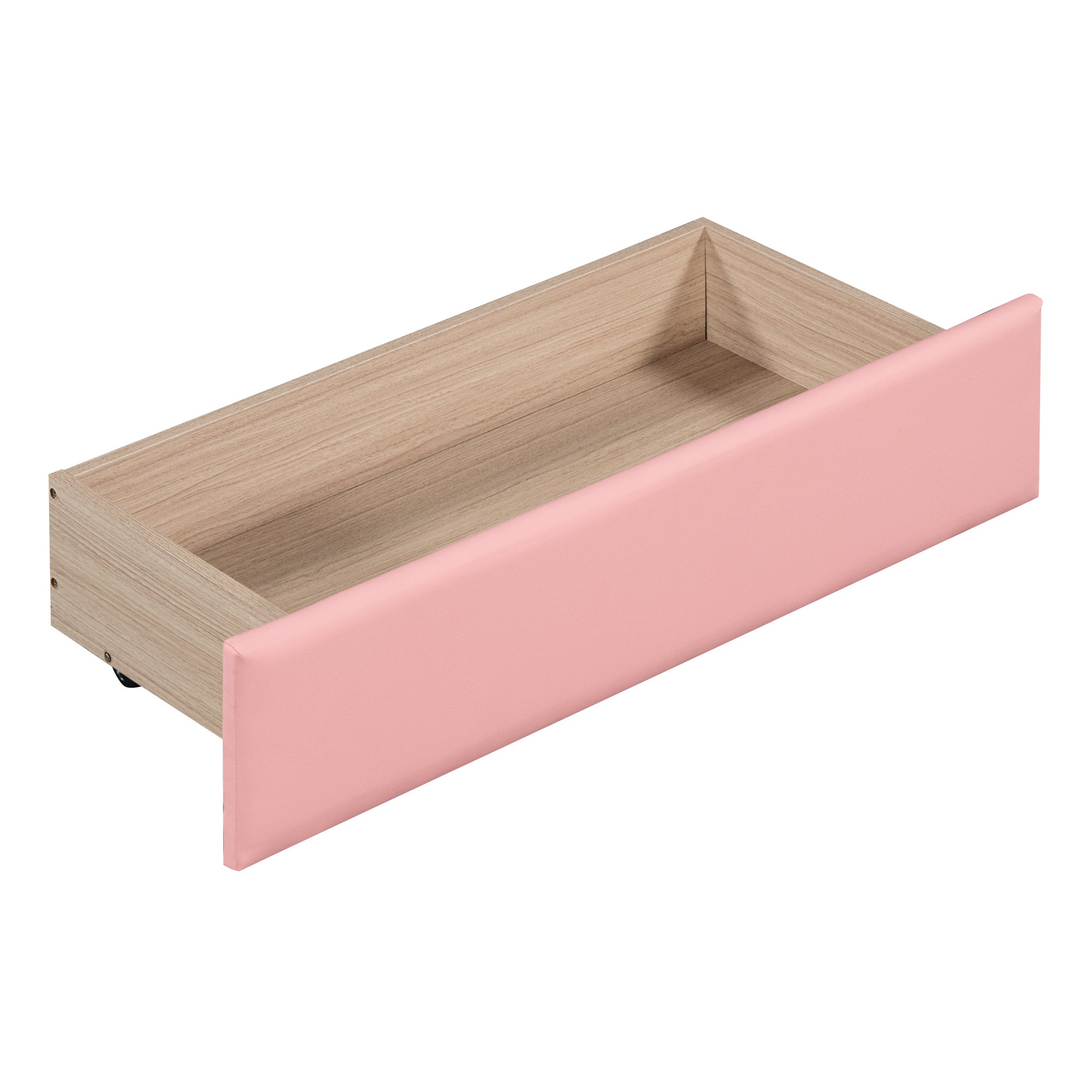 Twin Size PU Upholstered Tufted Daybed with Two Drawers and Cloud Shaped Guardrail, Pink - Atlantic Fine Furniture Melbourne FL