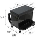 Rolling Creeper Garage Seat With 3 Built In Drawers, Rolling Tool Chest For Shop Or Garage - Black