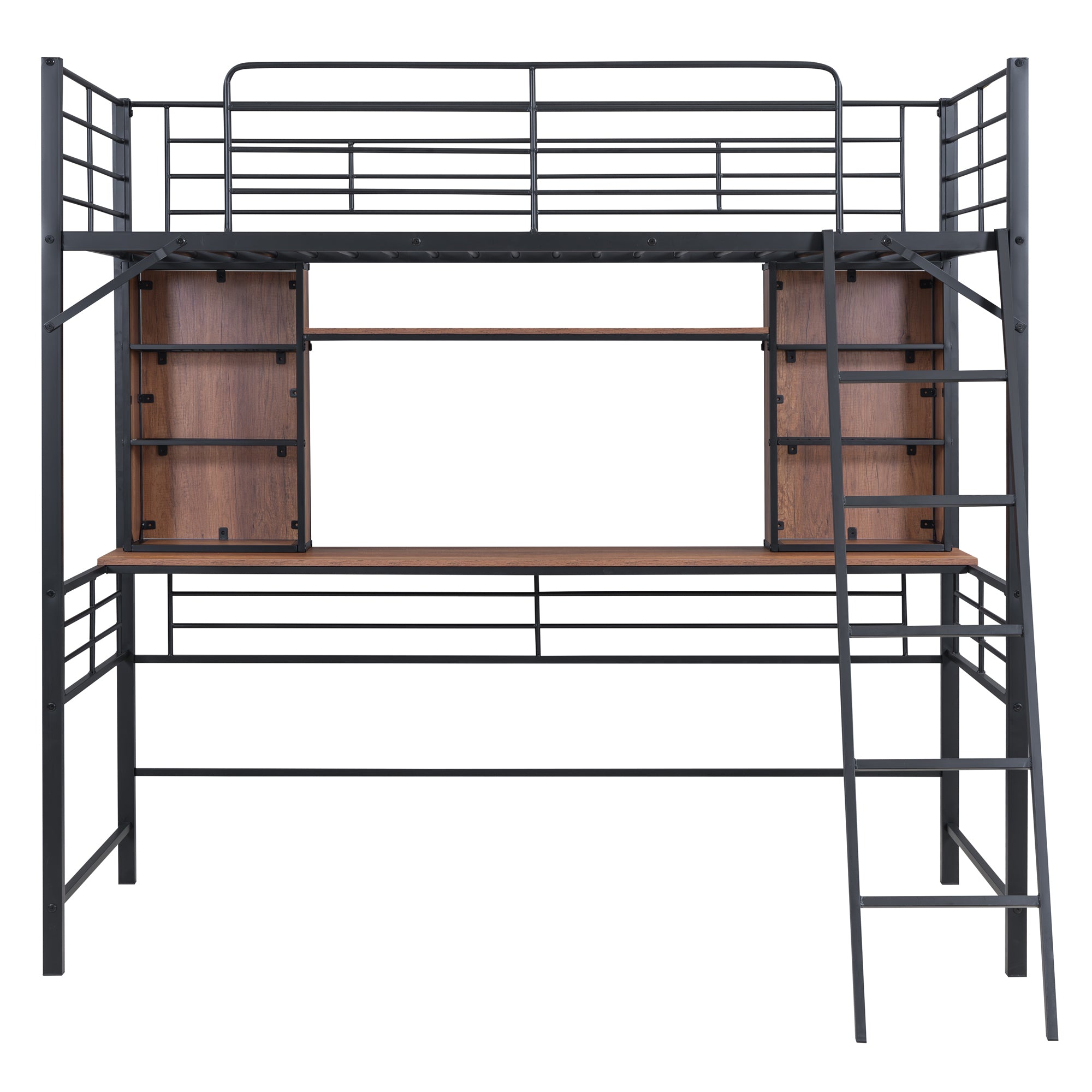 Twin Size Loft Bed with Desk and Shelf , Loft Bed with Ladder,Twin,Black - Atlantic Fine Furniture Melbourne FL