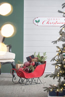 Iron Sleigh Large, Distressed Christmas Santa Sleigh Holiday Decoration