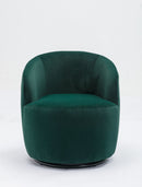 Velvet Fabric Swivel Accent Armchair Barrel Chair With Powder Coating Metal Ring