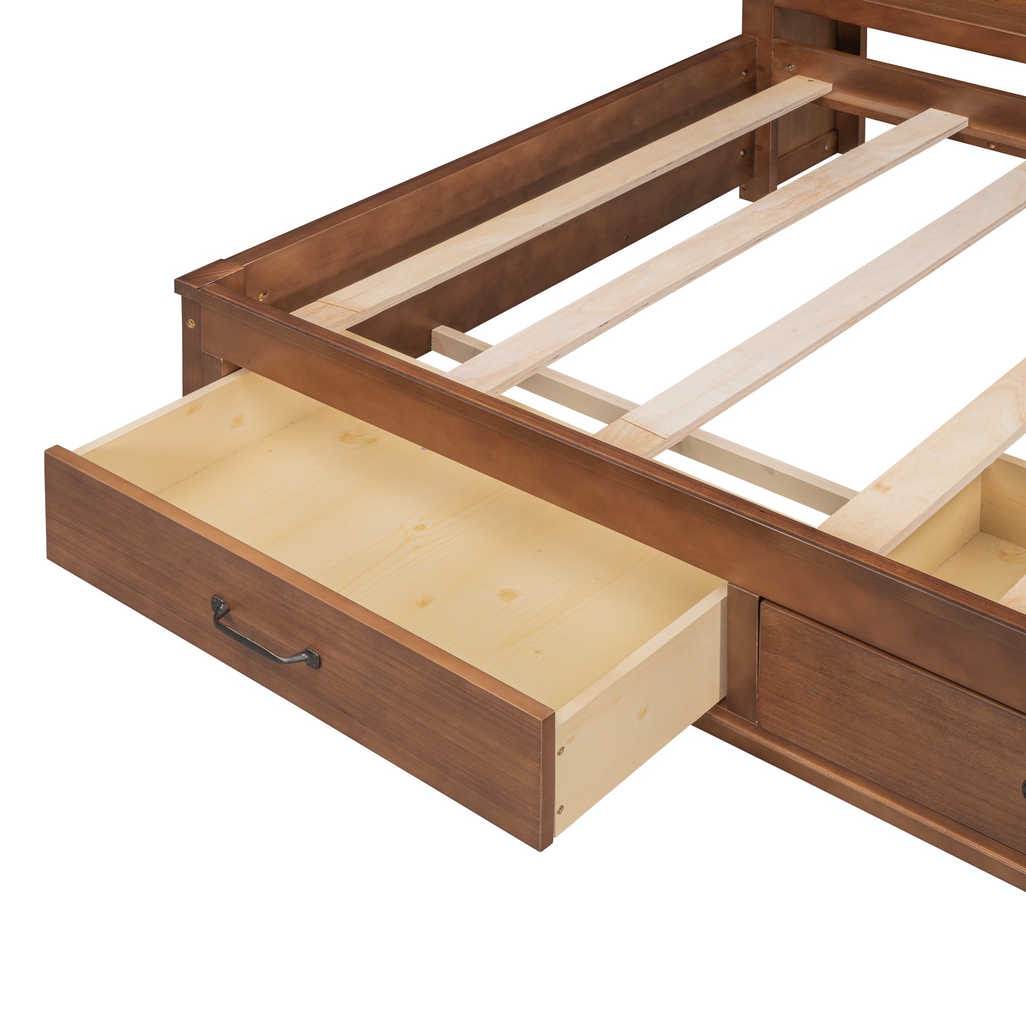 Twin Size Wooden Daybed with 3 Storage Drawers, Upper Soft Board, shelf, and a set of Sockets and USB Ports, Brown - Atlantic Fine Furniture Melbourne FL