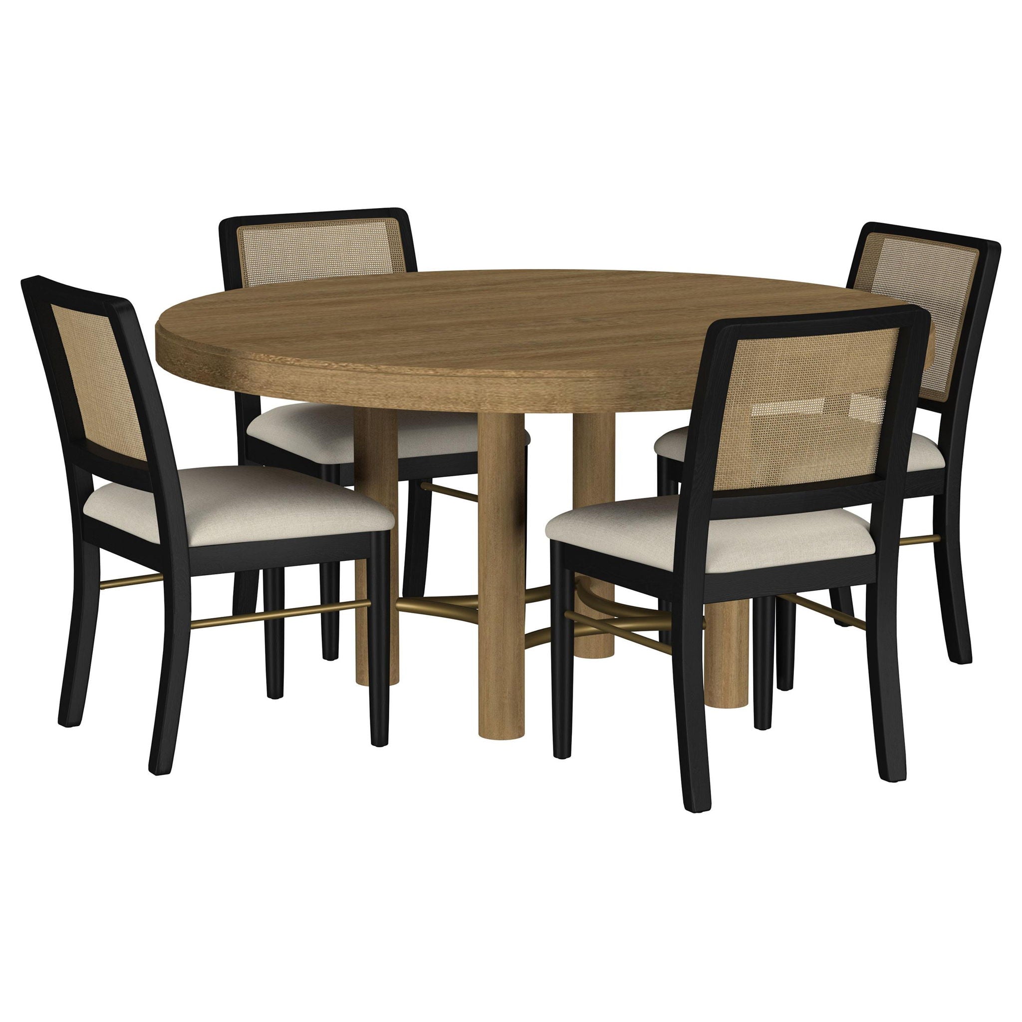 Arini 5-piece Round Dining Table Set Sand Wash and Black - Atlantic Fine Furniture Melbourne FL