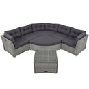 Elegant Patio Furniture Set Outdoor Daybed Rattan Sectional With Cushions And Center Table - Gray