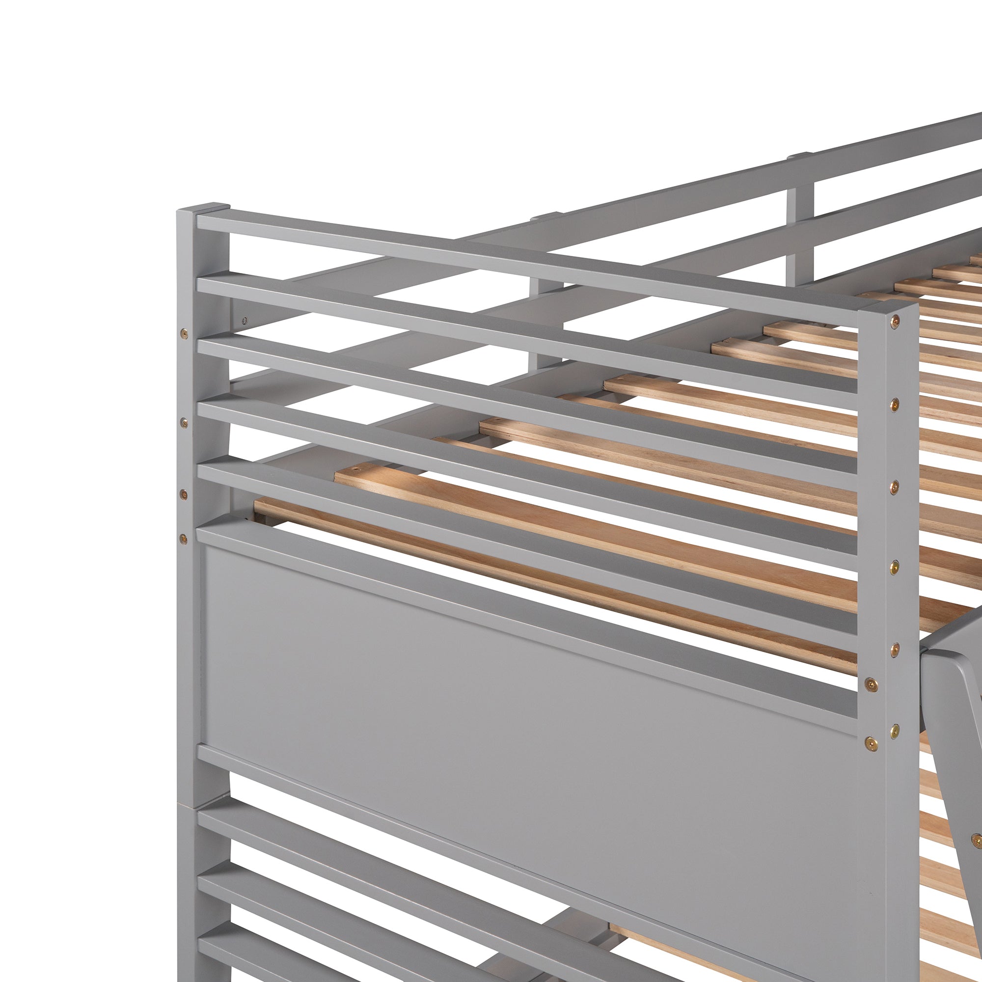 Twin over Twin Wood Bunk Bed with Two Drawers - Gray - Atlantic Fine Furniture Melbourne FL