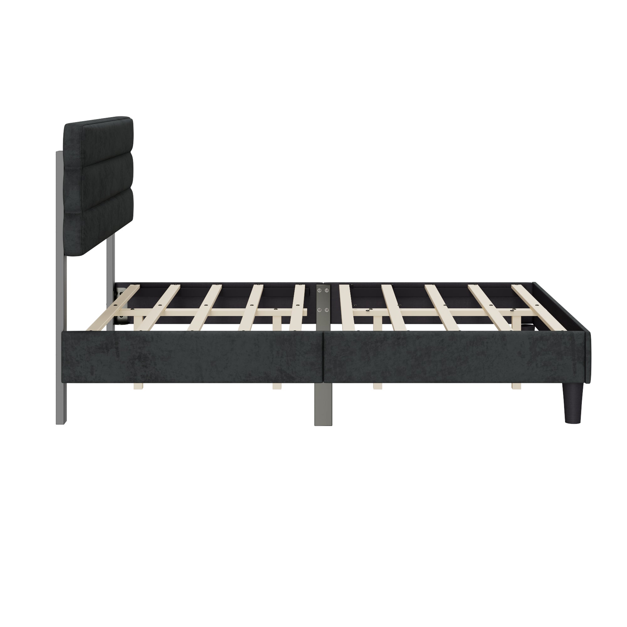 Full Bed Frame with Headboard,Sturdy Platform Bed with Wooden Slats Support,No Box Spring,Mattress Foundation,Easy Assembly DARK GREY