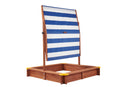 Kids Sandbox With Cover, Sand Box With Adjustable Canopy, Large Outdoor Cedar Sandpit For Backyard Play - Reddish Brown