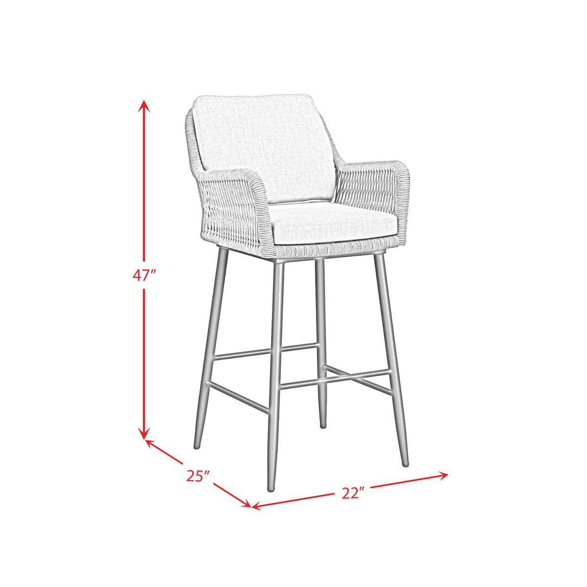 Bayhill Fabric Barstool (Set of 2) in Black / Gray by Elements International, view 6