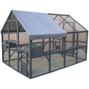 Spacious Wooden Cat Catio Outdoor Kitty House With Bridges And Roof Cover - Gray