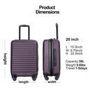 20" Carry On Luggage Lightweight Suitcase, Spinner Wheels