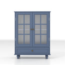 Minimalist Buffet Cabinet With Double Glass Doors And Drawer