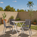 4 Modern Stackable Plastic Armchair Matched With Folding Square Table