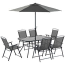 Outsunny - Patio Dining Set With Table Umbrella, Folding Chairs And Dining Table, Outdoor Patio Furniture Set