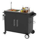 Outdoor Grill Cart With 304 Stainless Steel Sink And Cabinet - Black / Silver