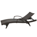 Salem - Contemporary Wicker Chaise Lounge With Arm, Weather Resistant