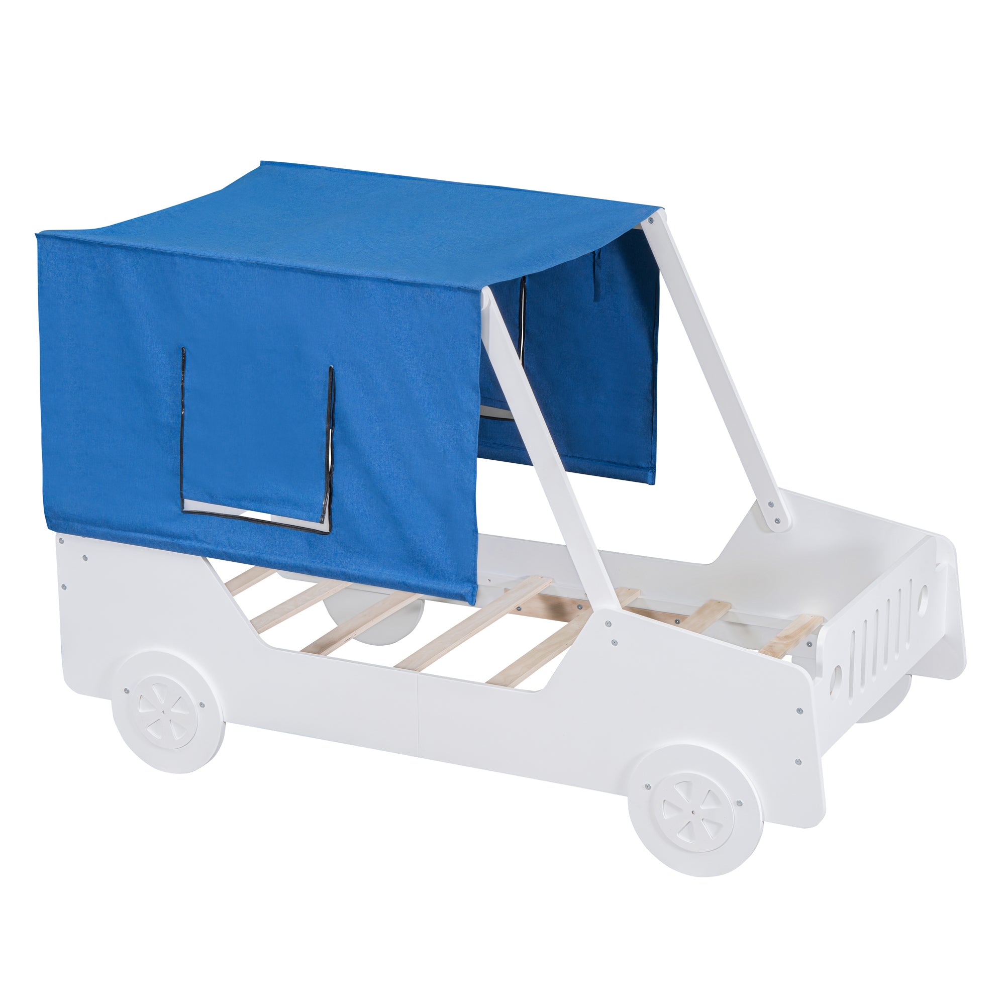 Twin Size Car Shaped Bed with Tents,White - Atlantic Fine Furniture Melbourne FL