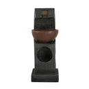 Sculptural Water Fountain With Bowl Basin, With Light And Pump, For Indoor And Outdoor - Brown / Black