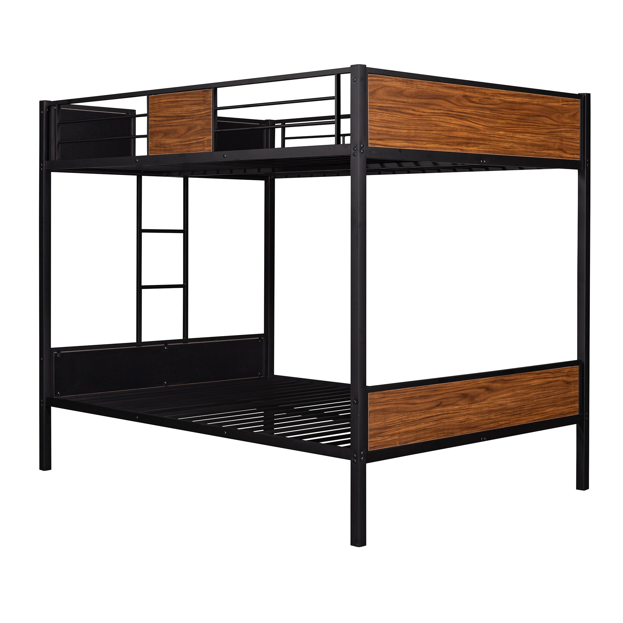Full-over-full bunk bed modern style steel frame bunk bed with safety rail, built-in ladder for bedroom, dorm, boys, girls, adults(OLD SKU: MF190840AAD)
