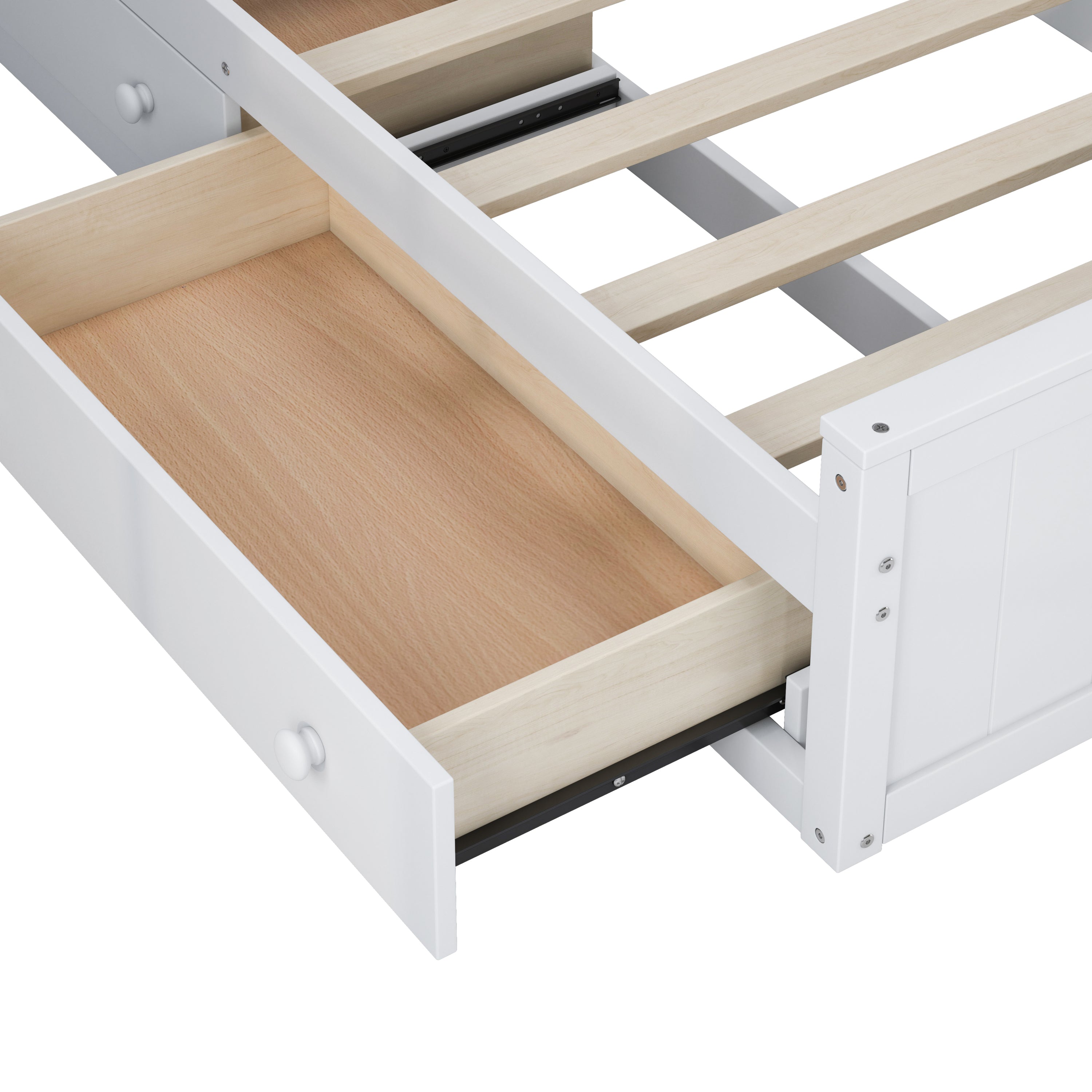 Elegant and Functional Full Size Wood Bed with 4 Drawers and All-in-One Cabinet and Shelf, White