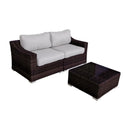 Wicker 2 Person Conversation Set, Durable Outdoor Seating With Cushions Mix - Brown Mix