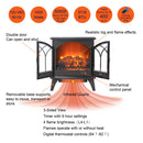 24" 3D Flame Electric Infrared Quartz Fireplace Stove With Remote Control - Antique Black