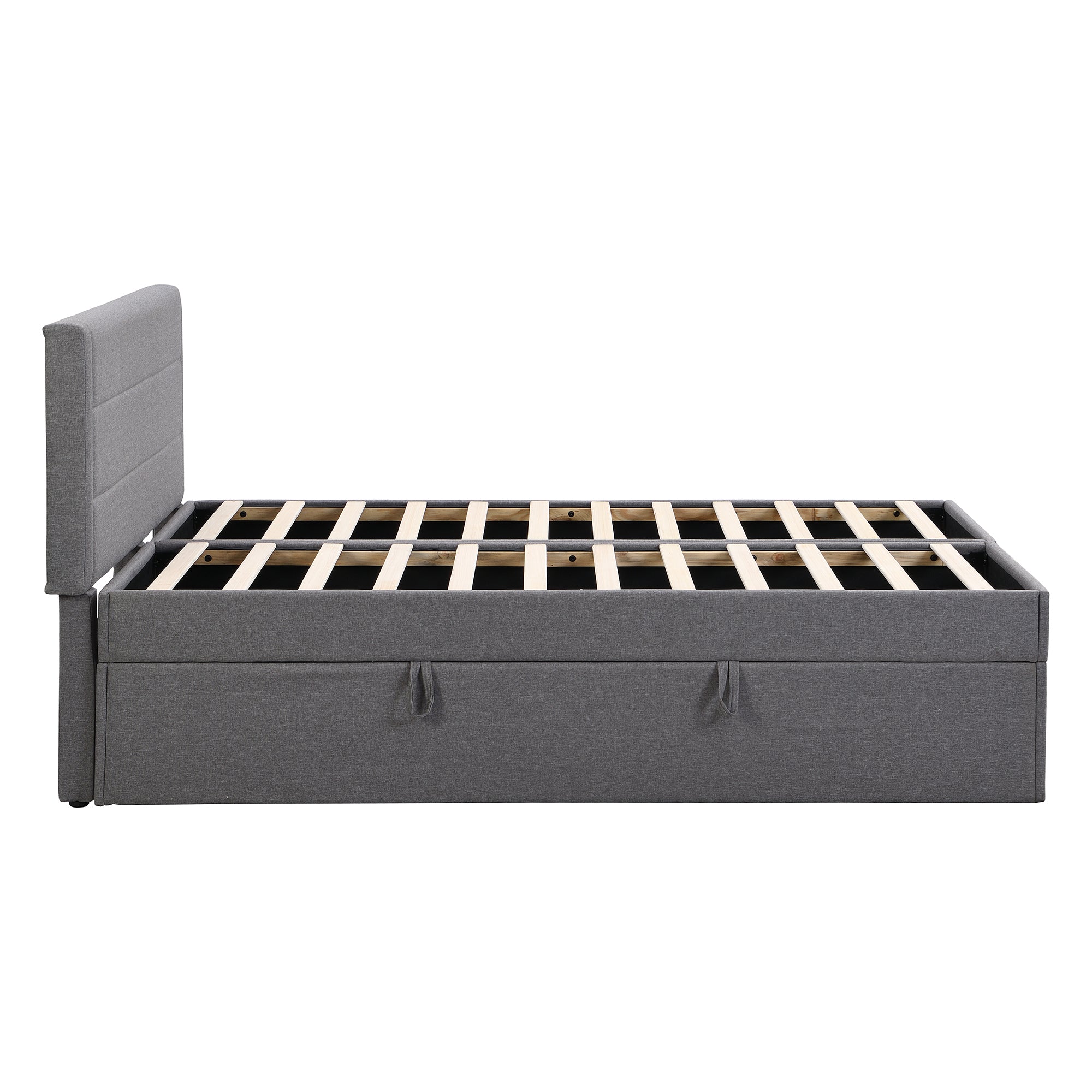 Queen Size Upholstered Platform Bed with Storage Underneath, Gray - Atlantic Fine Furniture Melbourne FL