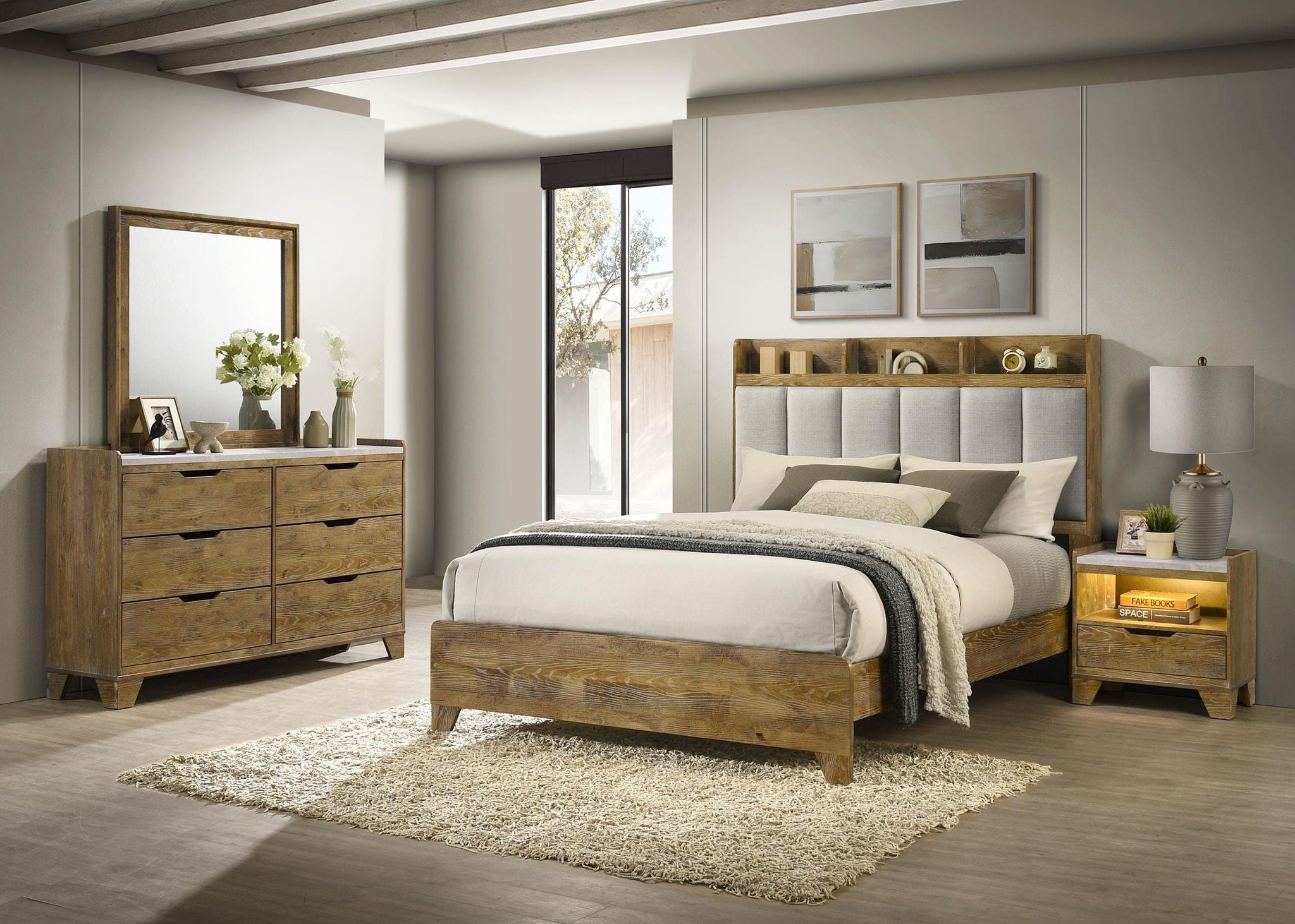 Henderson 4-piece Eastern King Bedroom Set Medium Oak