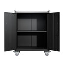 2 Door Tool Cabinets For Garage, Lockable Garage Storage Cabinet, Locking Storage Cabinet With Wheels, Rolling Tool Chest - Black
