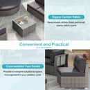Elegant Patio Furniture Set Outdoor Daybed Rattan Sectional With Cushions And Center Table - Gray