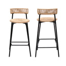 Boho Style Handwoven Paper Rope Counter Stools (Set of 2)