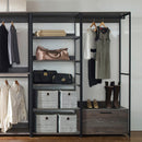 Monica - Wood Walk In Closet System Melamine 143" Modular Storage - Rustic